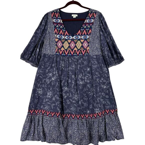 Sundance Talulah Tiered Dress Size L Bohemian Floral Aztec Embroidered Western - Picture 2 of 13